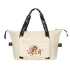 Tokidoki Expandable Travel Duffle Bag - Cute Unicorno Foldable Weekender Tote with Luggage Sleeve for Women, Cream