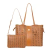 MESUCA x tokidoki Unicorn Print Vegan Leather Tote Bag for Women, Cognac Brown Shoulder Bag with Inner Pouch & Gift Box