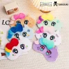 Six MESUCA x tokidoki plush unicorn sleep masks in assorted pastel colors with embroidered star eyes and fluffy 3D manes.