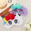 Purple and white plush unicorn eye masks with colorful 3D manes and embroidered star eyes, soft sleep masks for kids.