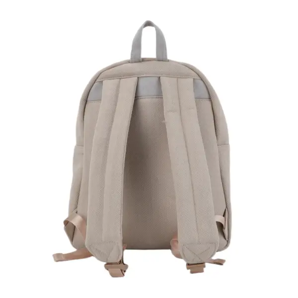 Full back view of the lightweight commuter bag highlighting the comfortable padded shoulder straps, top grab handle, and smooth canvas texture.