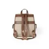 Rear view of the canvas rucksack focusing on the comfortable padded leather-like shoulder straps and top grab handle.