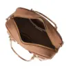 Top-down open view revealing the organized compartments and ample storage space inside the vintage-style carryall.