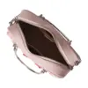Top-down open view revealing the organized compartments and ample storage space inside the vintage-style carryall.