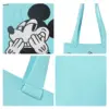 Collage showing close-ups of the intarsia knit Mickey face, strap attachment, and breathable mesh fabric texture.